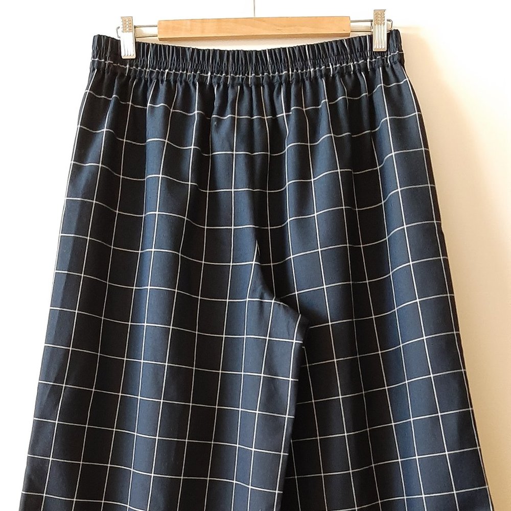 J. CREW Windowpane Wide Leg Crop Pants - Navy - Size 6 - Picture 4 of 6